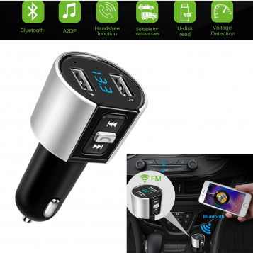 Transmiter samochodowy FM MP3 2-porty USB Bluetooth