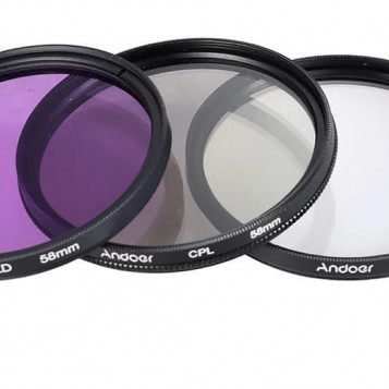 Zestaw filtrów polaryzacyjnych Andoer 58mm UV+CPL+FLD+ Nikon Canon Sony Pentax