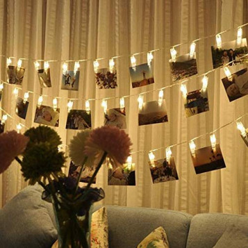 Zestaw 30 lampek LED klipsy fotograficzne Enjoy Life białe światło