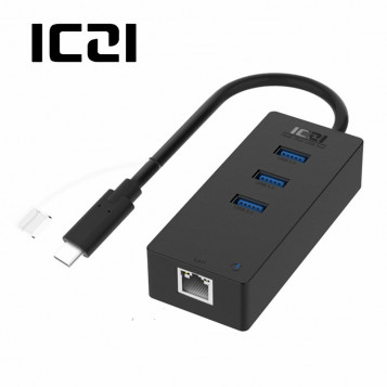 Hub USB C + 3 porty USB 3.0 Iczi IZEC-A88 RJ45 10/100Mb/s