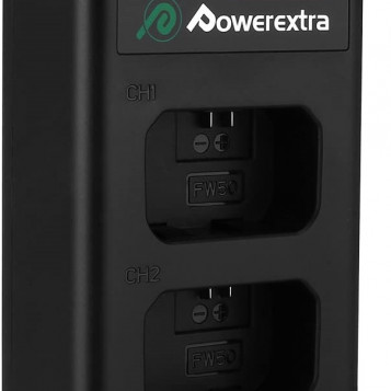 Dwukanałowa ładowarka baterii PowerExtra DS-FW50 do Sony NP-FW50