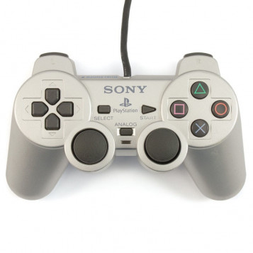 Kontroler analogowy do konsoli Sony PlayStation 2 z oryginalnym wtykiem SCPH-10010 srebrny