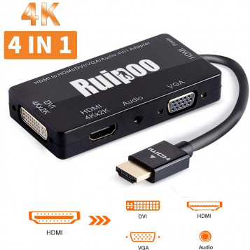 Konwerter adapter wideo Ruipoo HDMI - HDMI DVI VGA