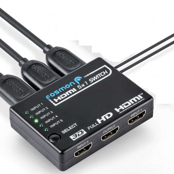 Inteligentny 5-portowy Switch HDMI Fosmon 5w1 na podczerwień 3D