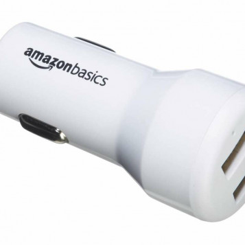 AmazonBasics 2-portowa ładowarka samochodowa USB Apple Android 4,8A 24W biały