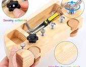 Edukacyjna drewniana zabawka Busy Bus Flying Hippo – zdjęcie 3