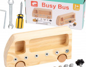 Edukacyjna drewniana zabawka Busy Bus Flying Hippo – zdjęcie 1