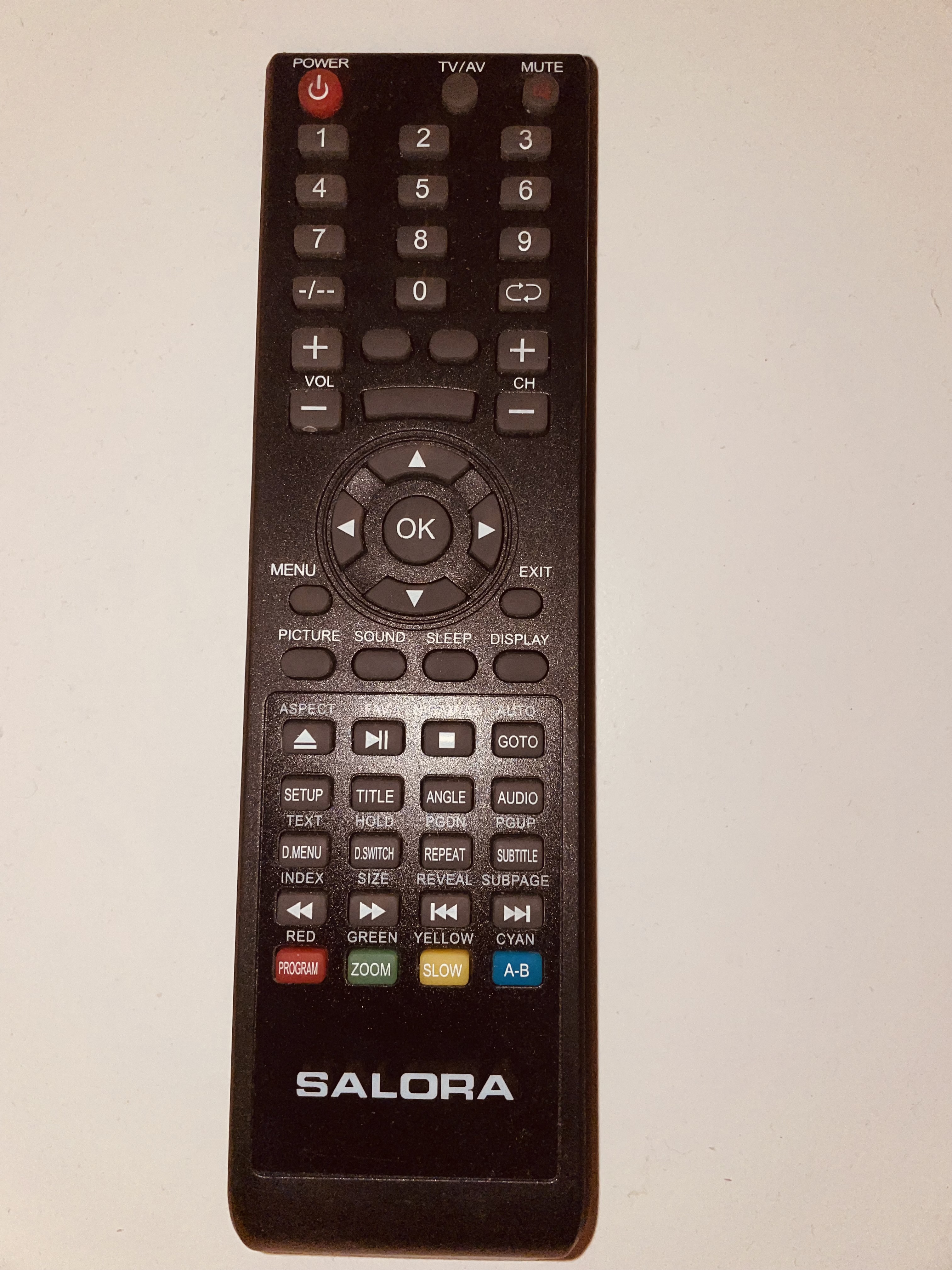 Oryginalny pilot marki Salora do telewizorów czarny