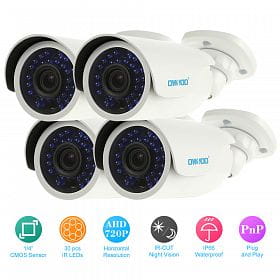 Zestaw monitoringu 4 kamery rejestrator FullHD 1080p 1TB ZEW