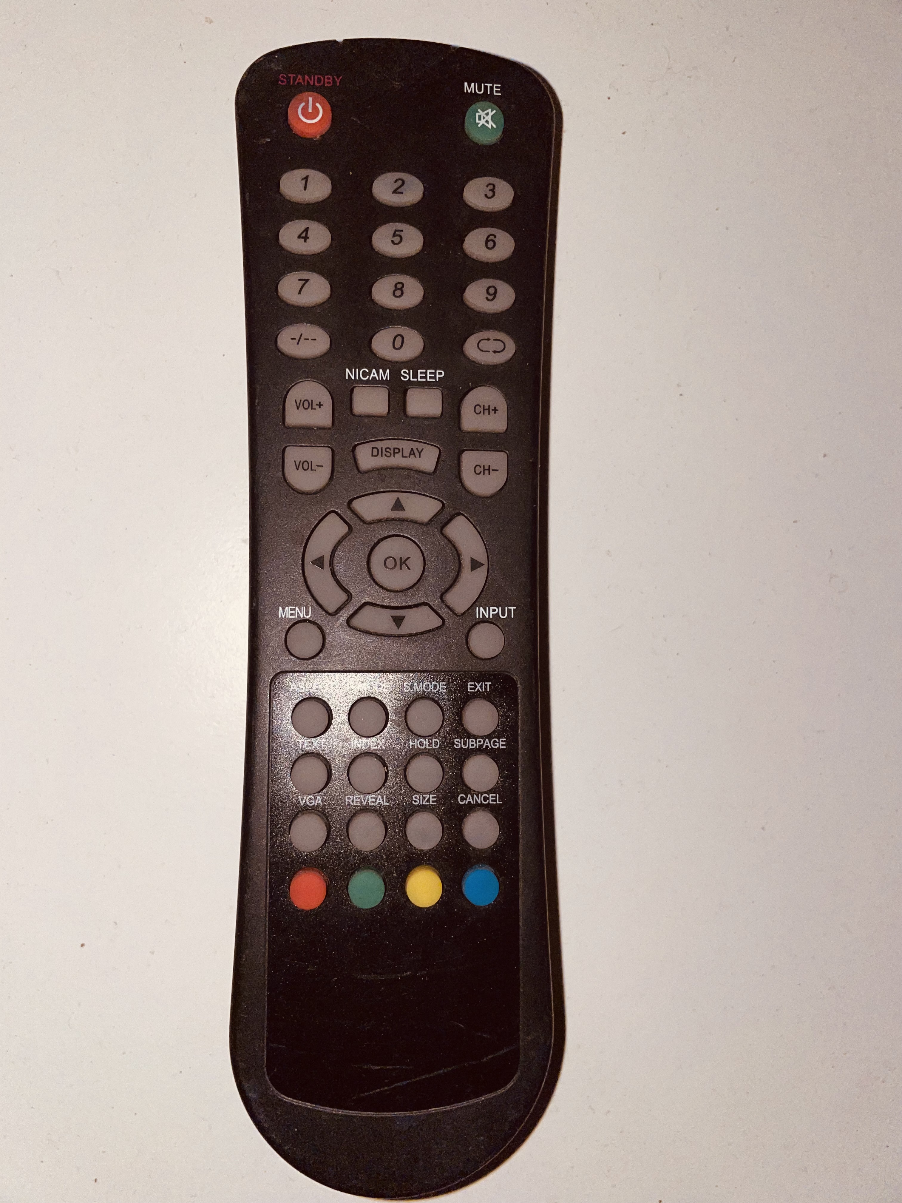 Pilot czarny zdalne sterowanie do telewizora Standby