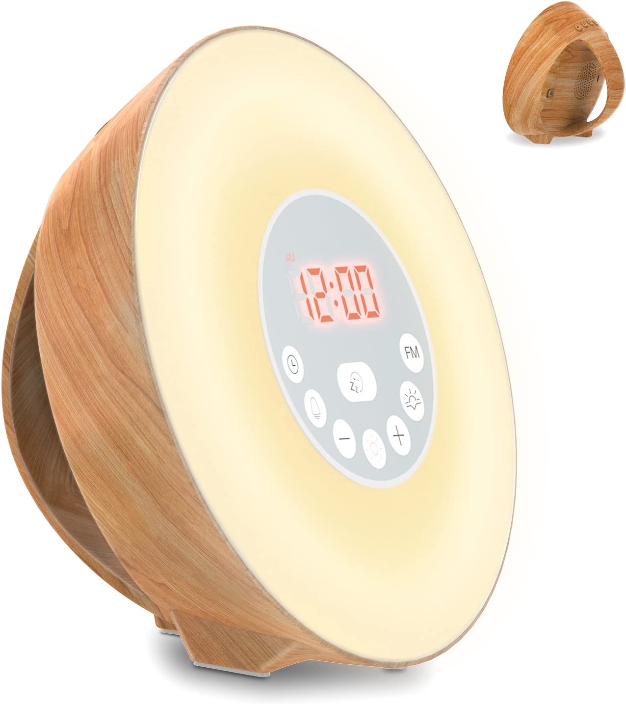 Budzik świetlny drewno 7 kolorów lampka nocna COULAX
