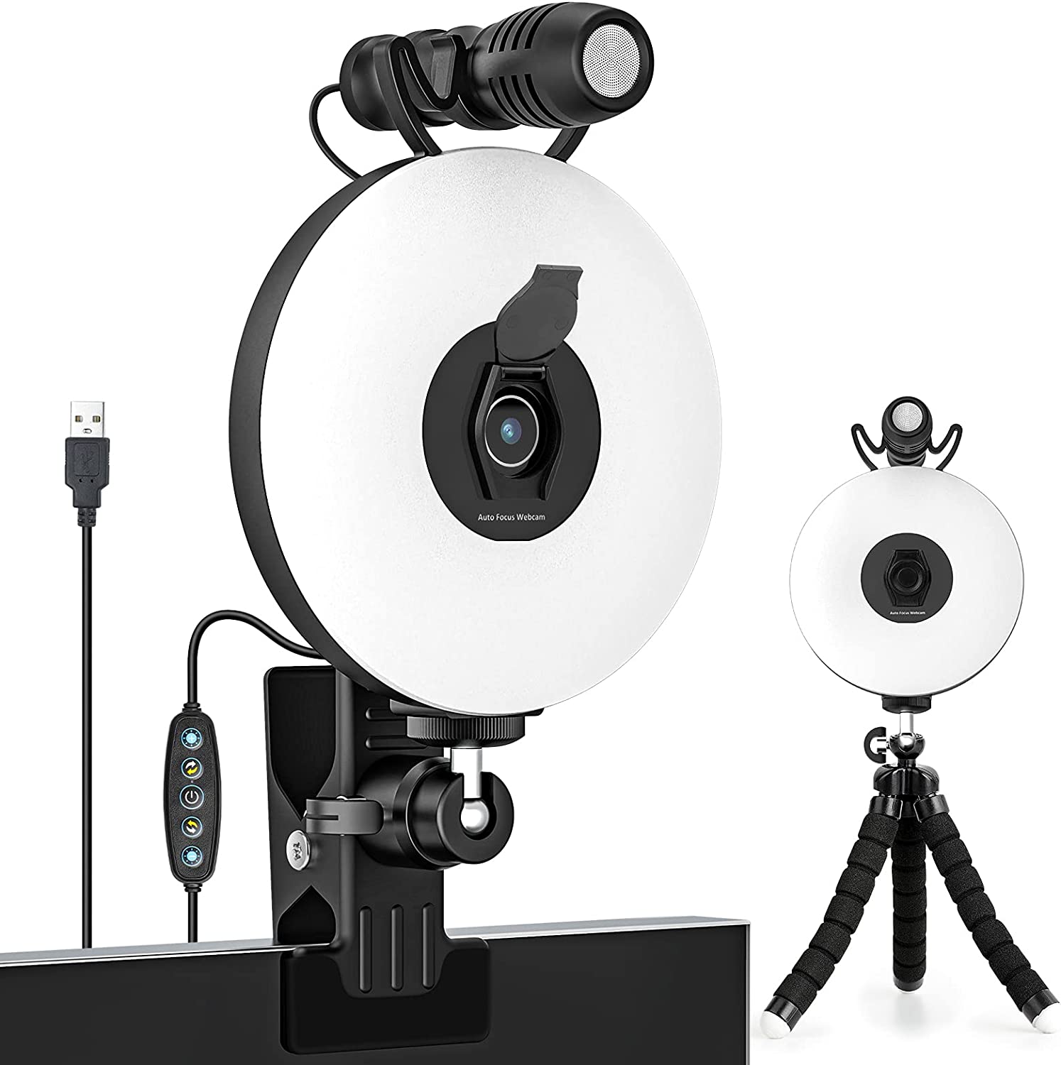 Kamera internetowa ze światłem i mikrofonem CoMokin USB Zoom 1080P
