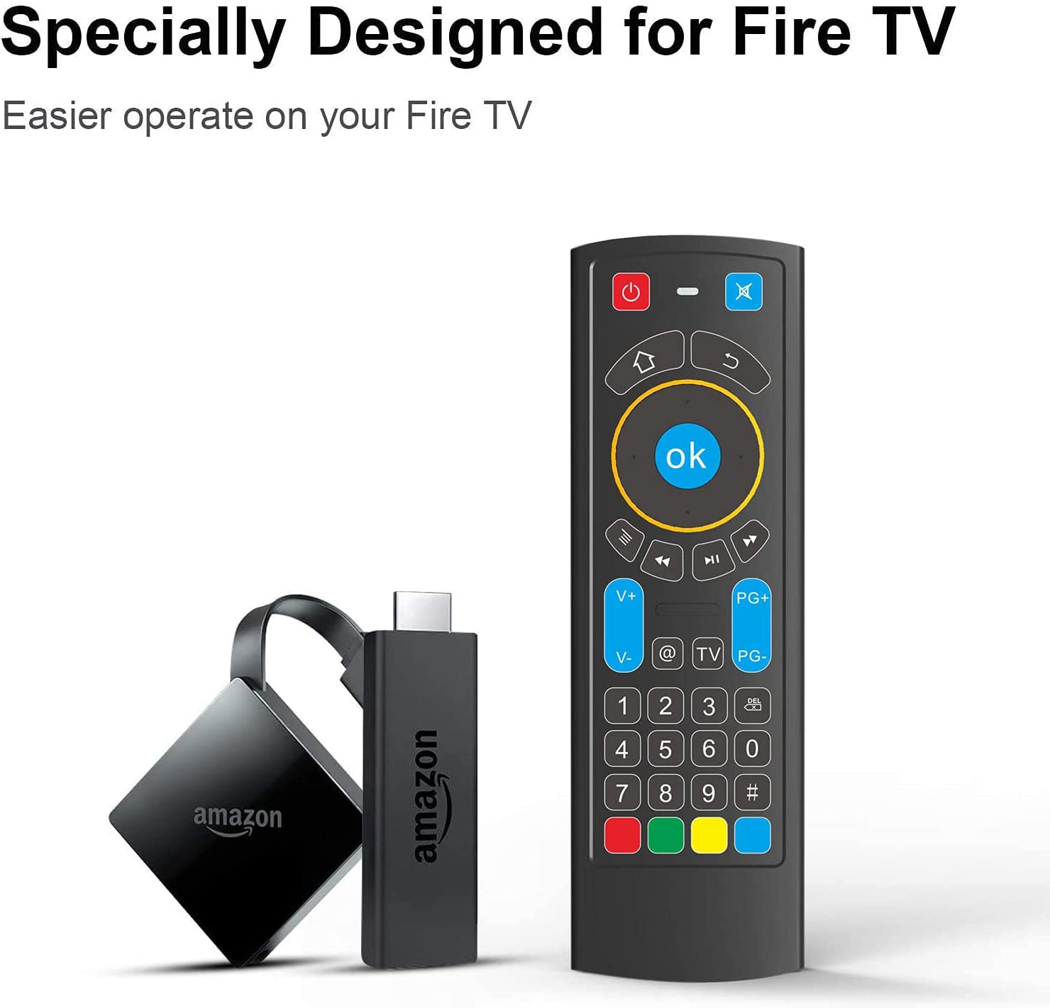 Inteligentny pilot Bluetooth z klawiaturą dla Amazon Fire TV/Fire TV Stick/Android TV Box
