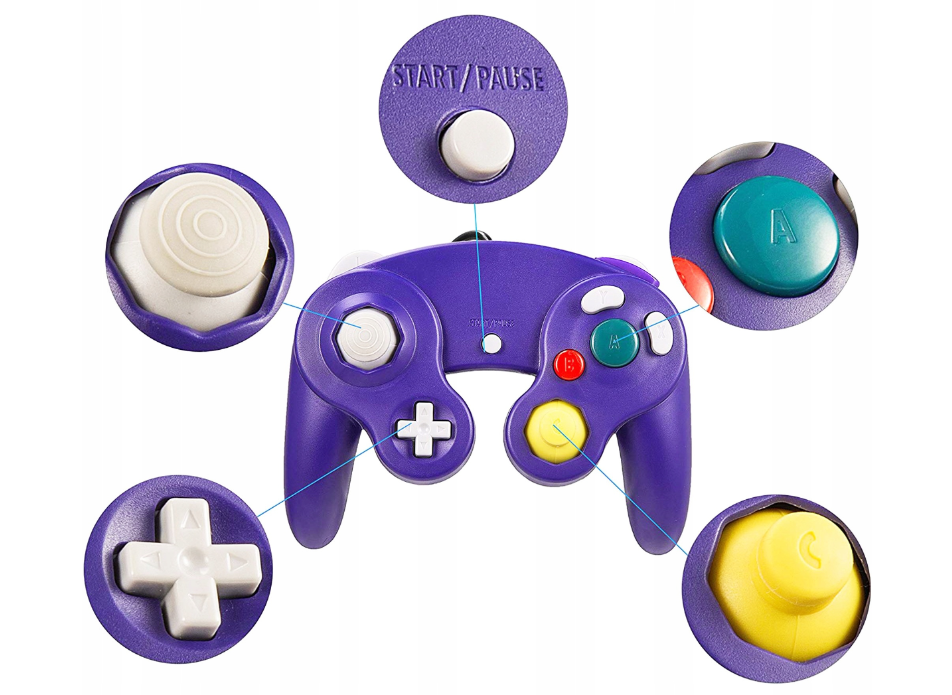 Kontroler pad do Nintendo TechKen Gamecube Wii fioletowy