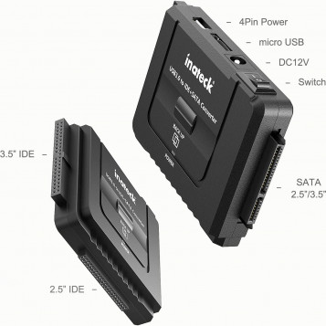 Zewnętrzny czytnik dysków twardych IDE/SATA HDD/SSD Inateck