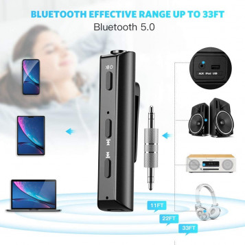 Odbiornik adapter audio Bluetooth 4.2 AUX CVC6.0 z klipsem AGPTEK