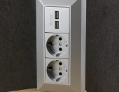 Blok gniazd ChiliTec 2 gniazda, 2xUSB 230V srebrny – zdjęcie 2