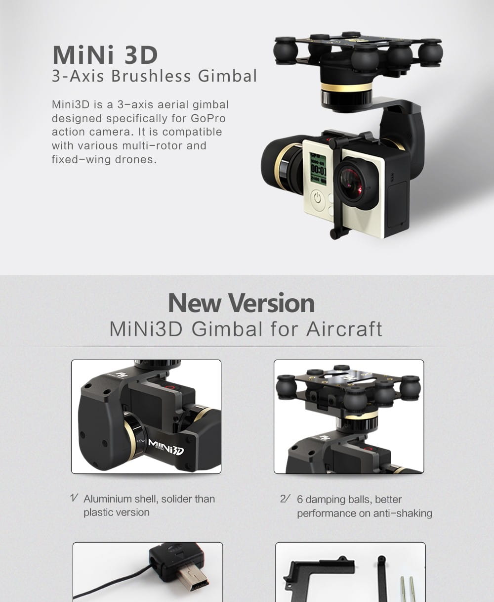 Bezszczotkowy Gimbal Feiyu Tech FY MiNi3D 3-osiowy 3 Axis