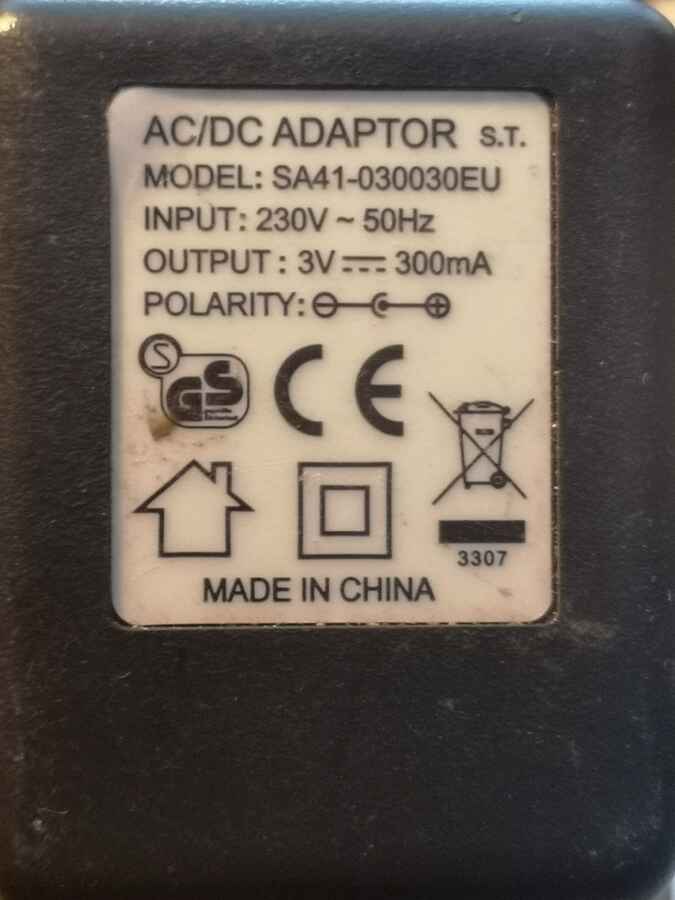 Zasilacz sieciowy SA41-030030EU 3V 300mAh