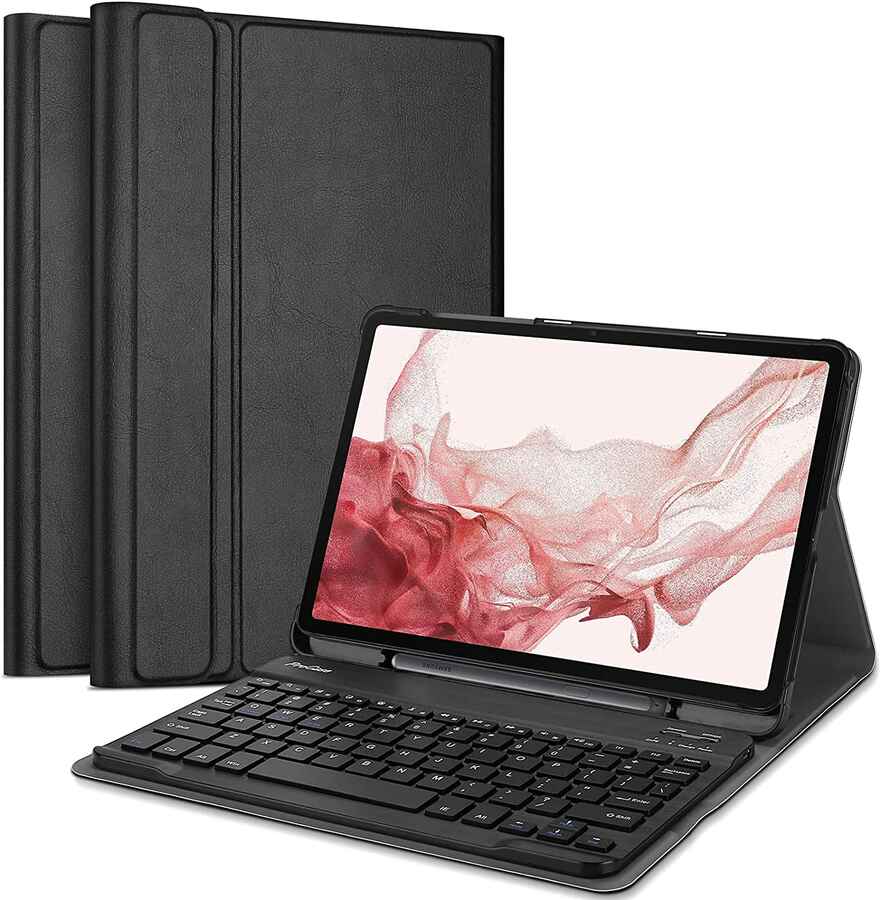 Skórzane etui z klawiaturą do Galaxt Tab S8 11cali czarny