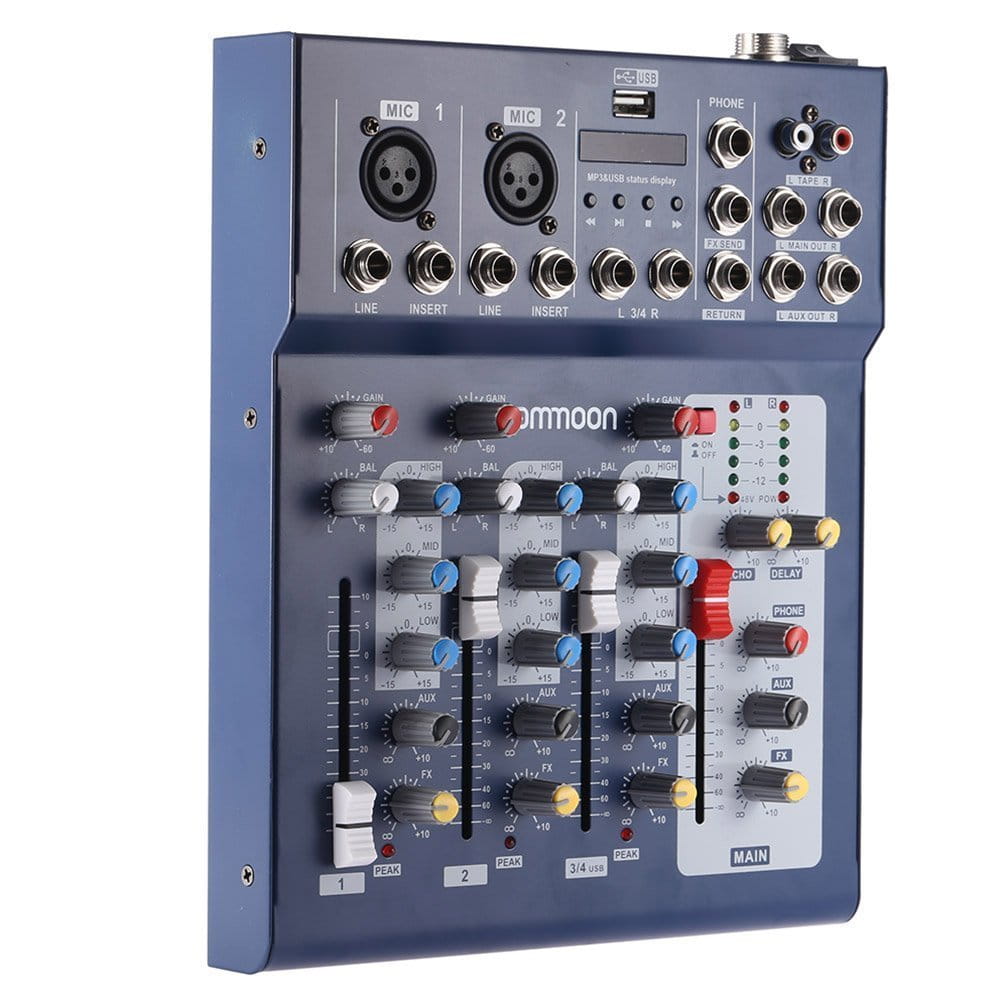 Mikser 4 kanałowy ammoon F4-USB 2 XLR