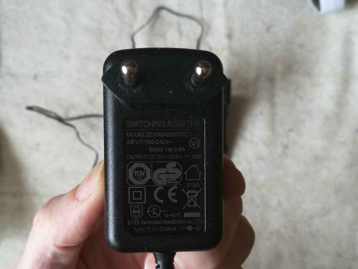 Zasilacz sieciowy ETEK 22.5V 0.5A