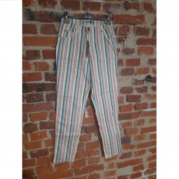 Spodnie damskie jeansowe w kolorowe paski Outdoor John Baner