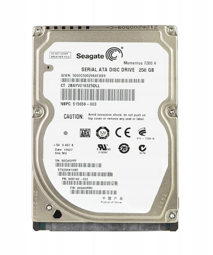 Dysk wewnętrzny HDD Seagate Momentus 7200.4 250GB 2.5'' SATA II