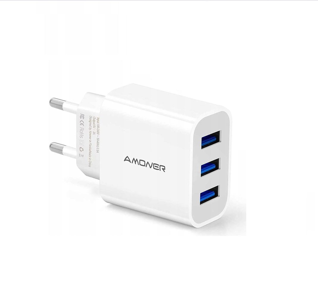 Uniwersalna ładowarka sieciowa 3-porty USB 5V 3A Amoner IW1801