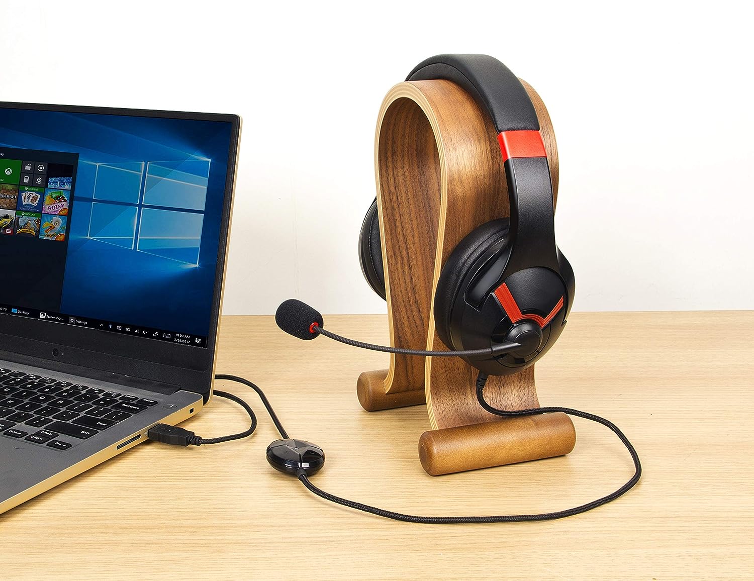 Przewodowe słuchawki gamingowe czerwone AmazonBasics dla PC, Switch, Xbox, PS4