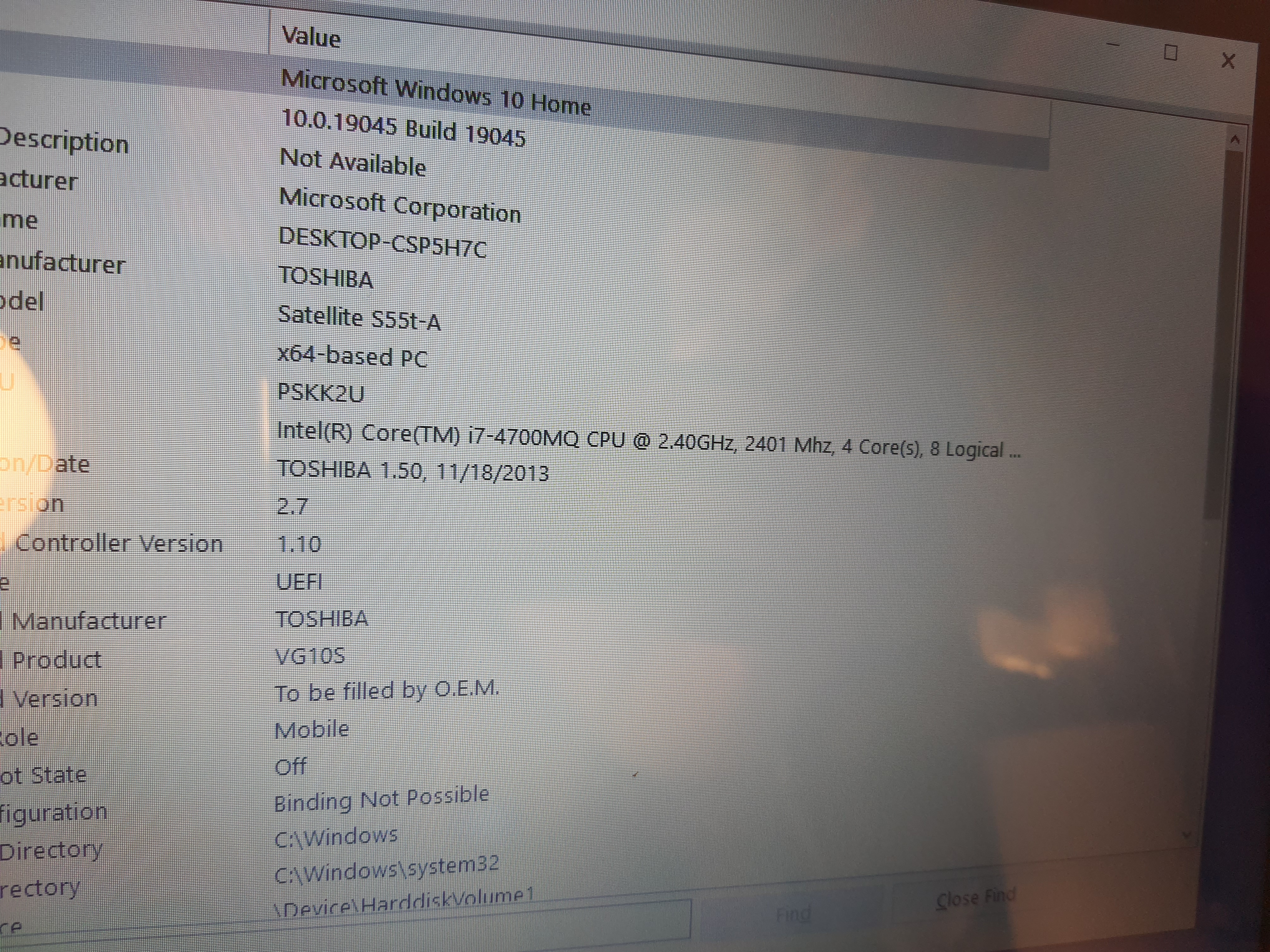 Touchscreen laptop Toshiba Satellite 15 i7-4700MQ 4GB RAM 1TB HDD