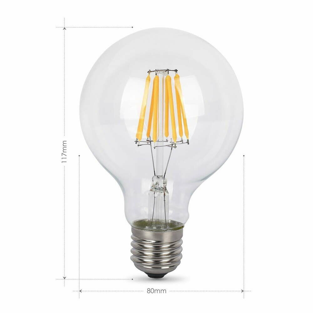 Żarówka E27 LED filament 600lm Ciepła 8W~65W Albrillo