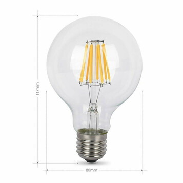 Żarówka E27 LED filament 600lm Ciepła 8W~65W Albrillo