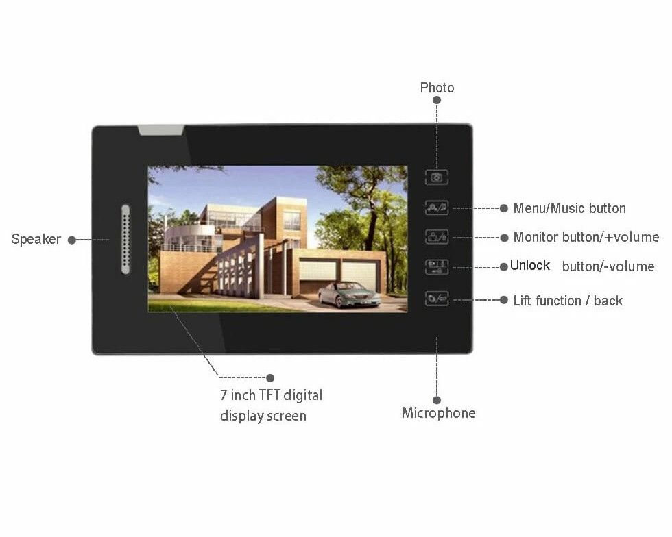 Domofon z wyświetlaczem LCD 7 cali Tomtop H10665