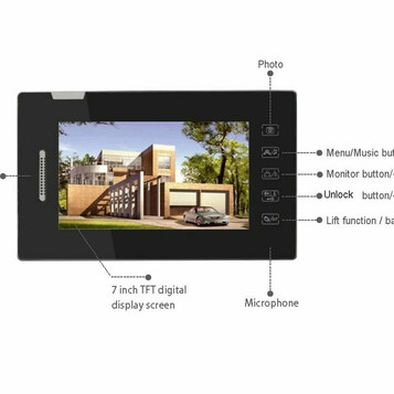 Domofon z wyświetlaczem LCD 7 cali Tomtop H10665