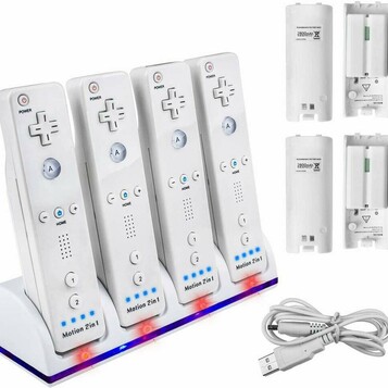 Stacja ładująca kontrolery Nintendo Wii + 4 (stan nowy)