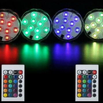 Zestaw kolorowych świateł LED Agua LED BASE 4 sztuki + 2 piloty