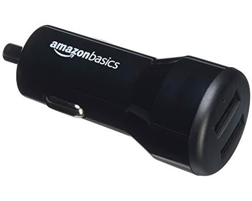 Ładowarka samochodowa AmazonBasics 2-portowa USB Apple Android 24W