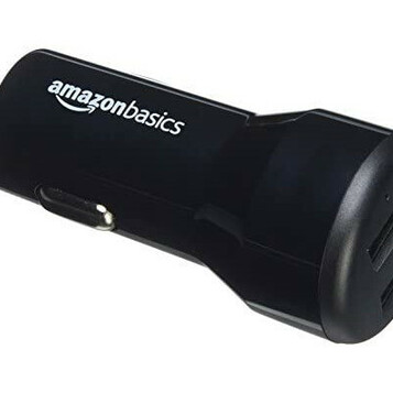 Ładowarka samochodowa AmazonBasics 2-portowa USB Apple Android 24W