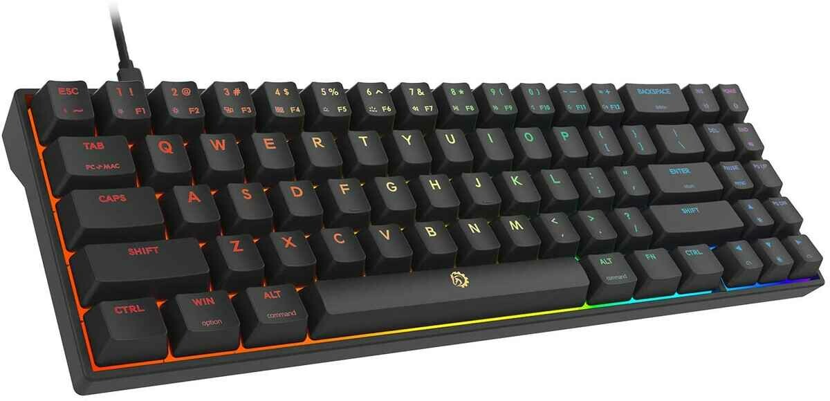 Klawiatura gamingowa czarna DREVO Calibur V2 TE RGB 60% Brown