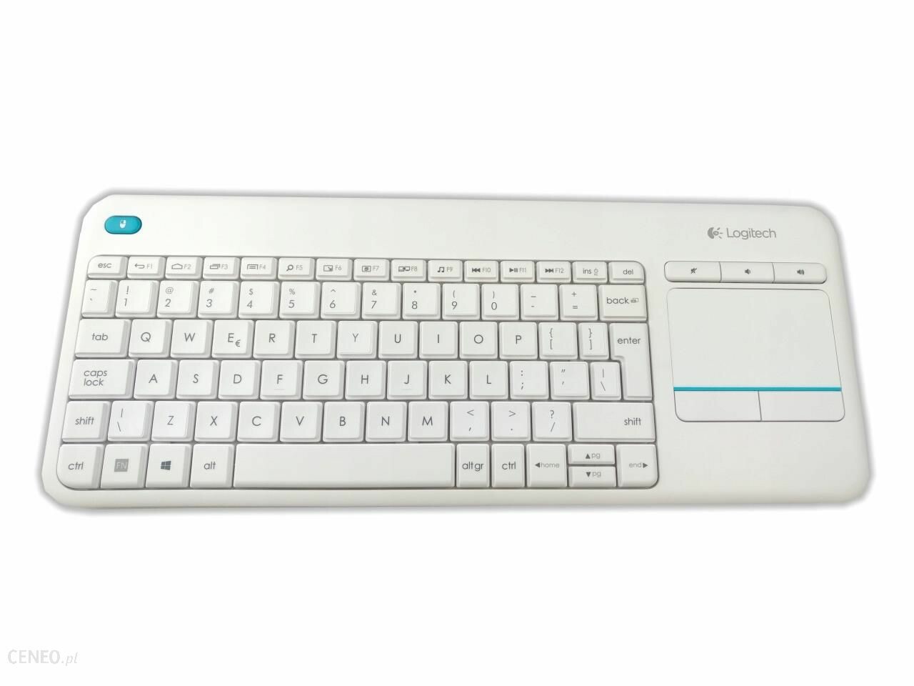 Bezprzewodowa biała klawiatura Logitech K400 Plus