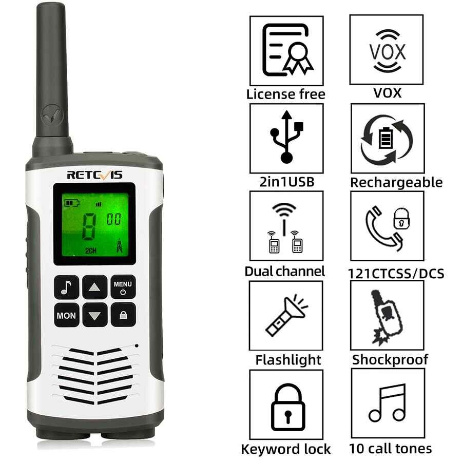 Walkie Talkie Krótkofalówka Retevis RT45 FRS PMR446 biała