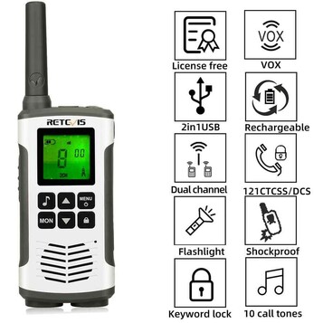 Walkie Talkie Krótkofalówka Retevis RT45 FRS PMR446 biała