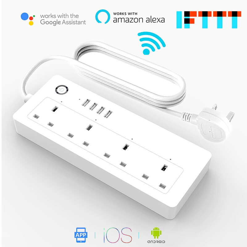 Listwa zasilająca AOFO WiFi 100-240V 13A Alexa Google USB UK