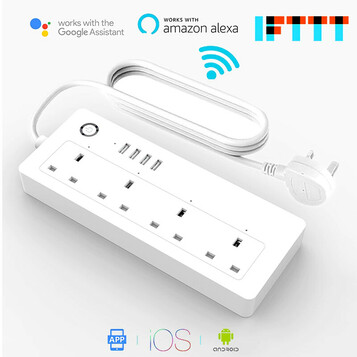 Listwa zasilająca AOFO WiFi 100-240V 13A Alexa Google USB UK