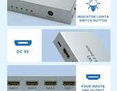 Przełącznik HDMI 4 port AVMTON 4K 60Hz HDCP2.2 Ultra 3D Fire Stick – zdjęcie 2