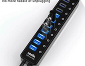 Zasilany koncentrator rozdzielacz HUB 10x USB 3.0 atolla 12V 2,5A – zdjęcie 3