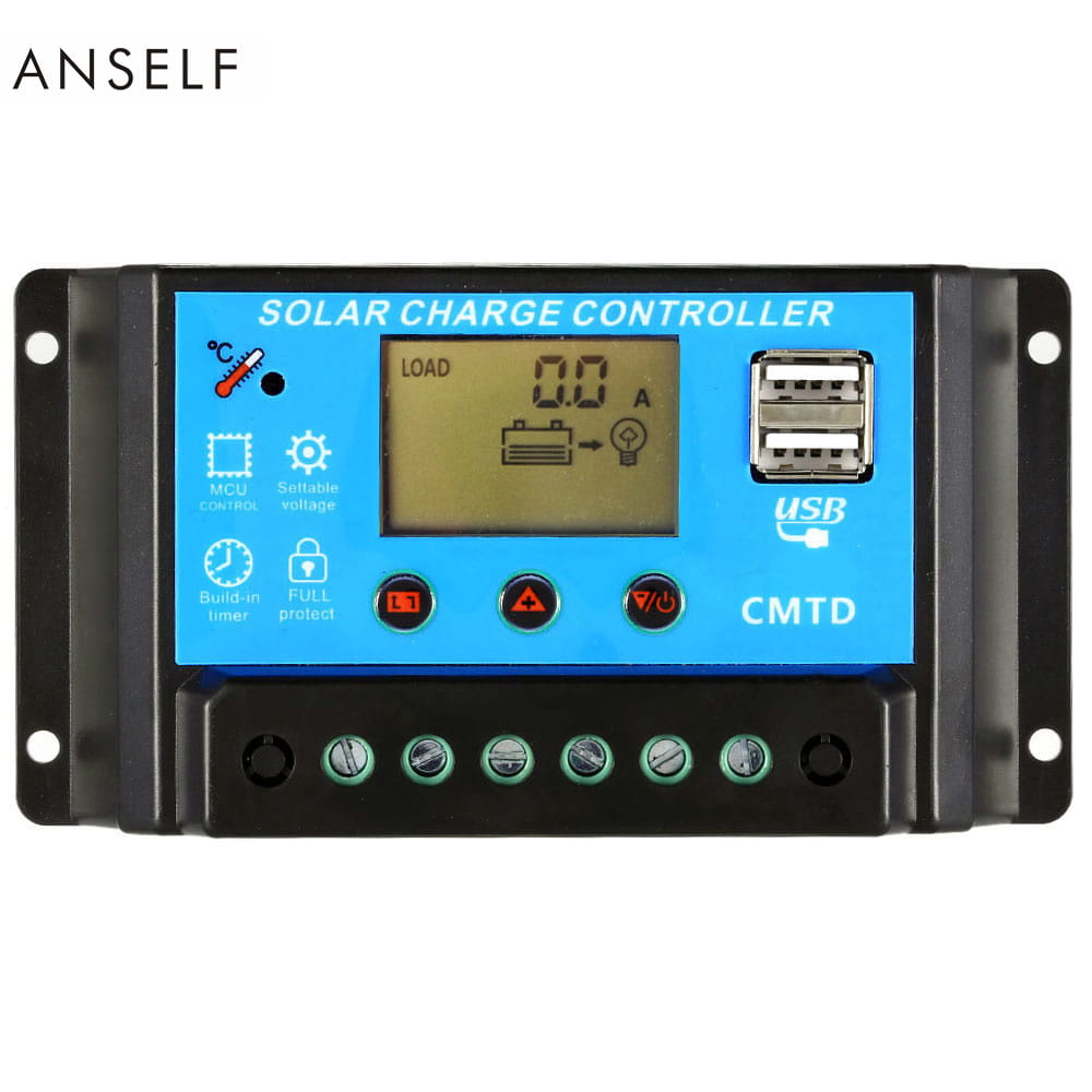 Regulator ładowania słonecznego solarny Anself 10A 12V/24V PWM