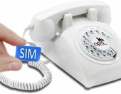 Opis 60s Mobile – telefon retro z kartą SIM, obrotowa tarcza, biały – zdjęcie 1