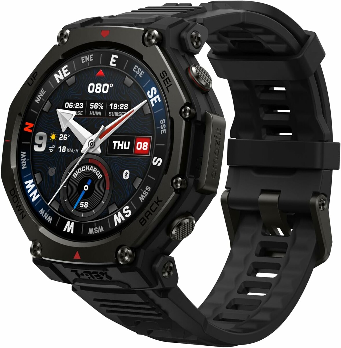 Amazfit T-Rex 3 Pro 48mm – smartwatch tytanowy, latarka, GPS dual-band, czarny